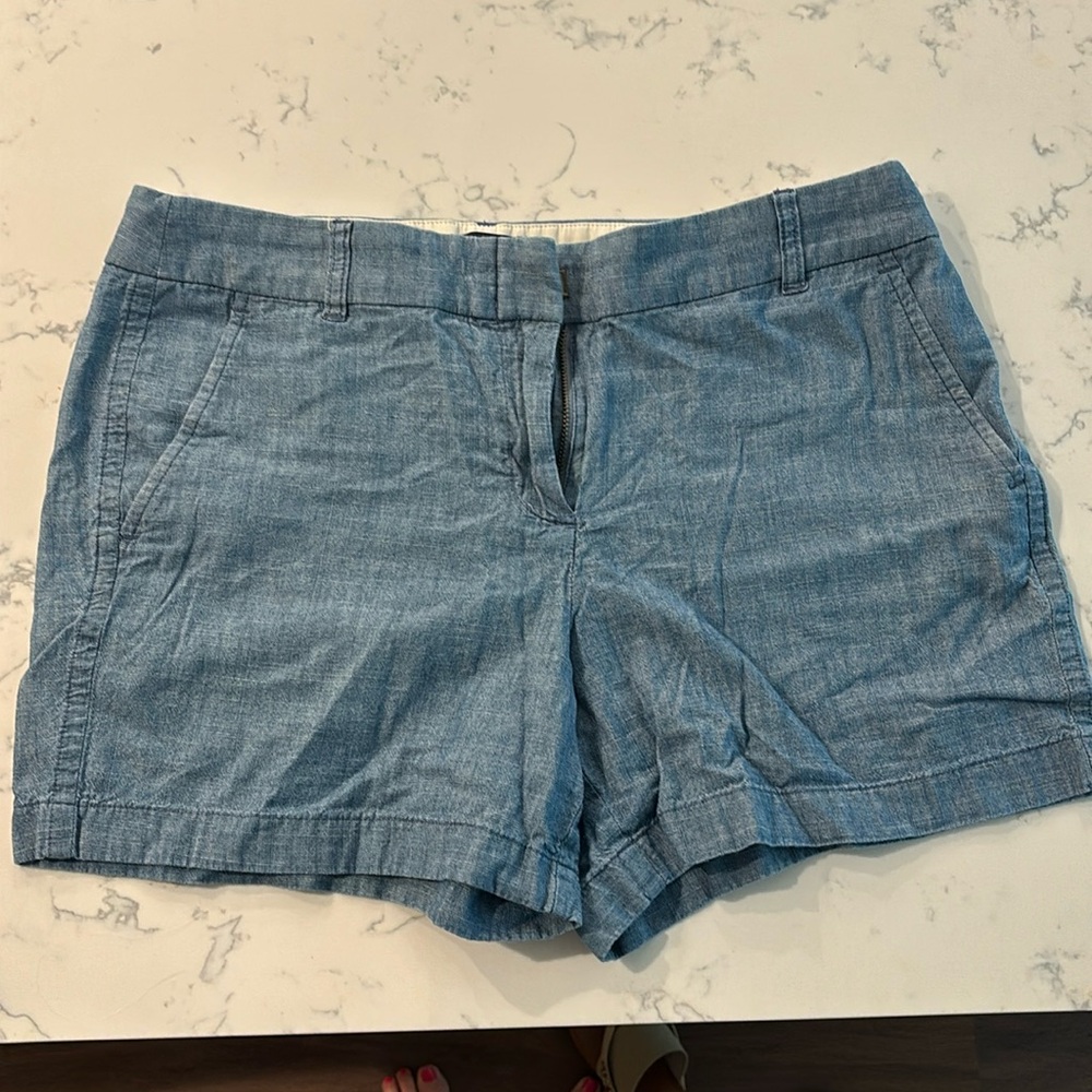 J Crew Blue Chambray Shorts 4” Inseam Size 8